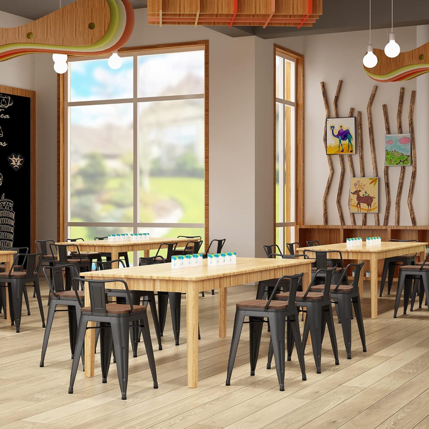 Taburetes de Bar Yongchuang 46 cm Juego de 4 Metal y Madera