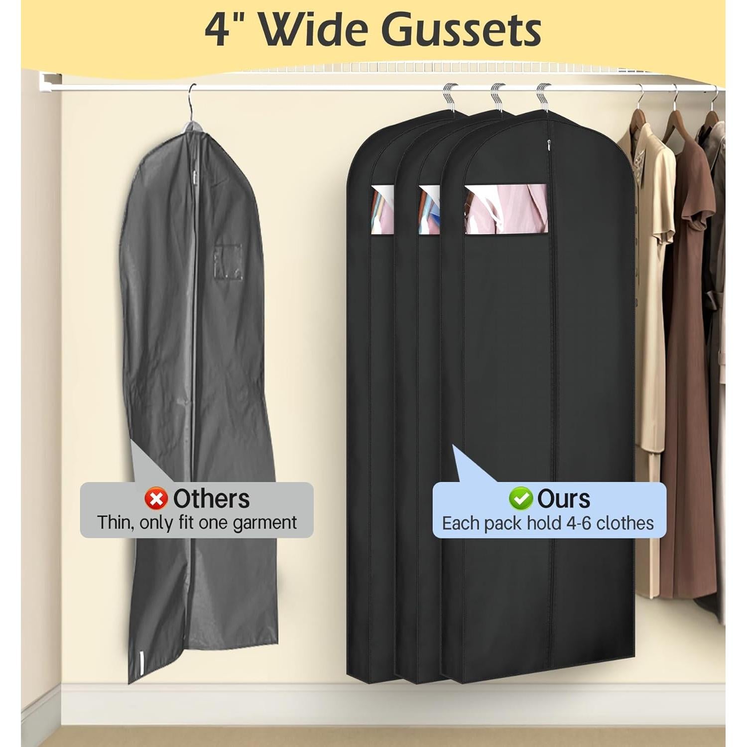 Bolsas de Ropa MISSLO 165 cm Impermeables 3 Paquetes Negro