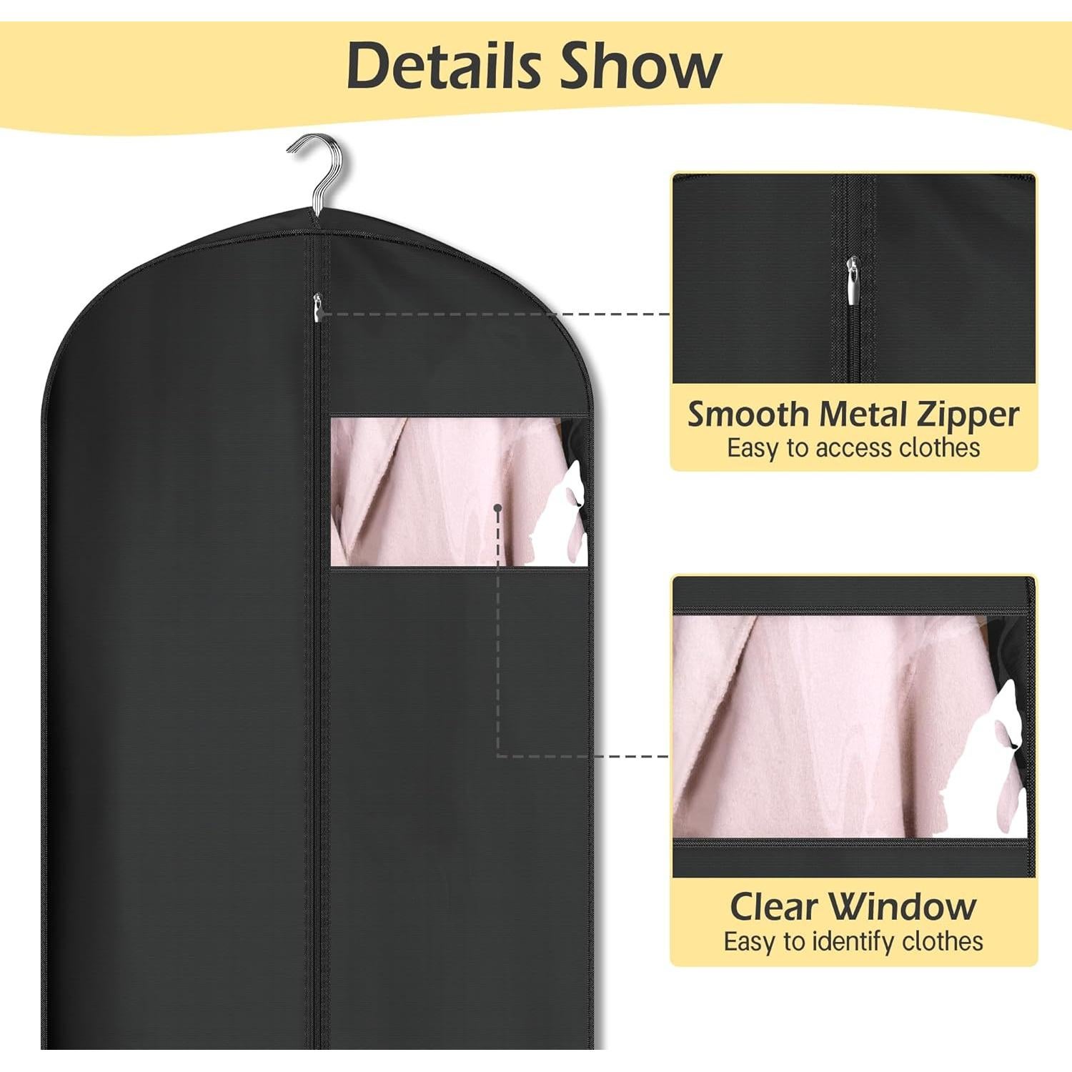 Bolsas de Ropa MISSLO 165 cm Impermeables 3 Paquetes Negro