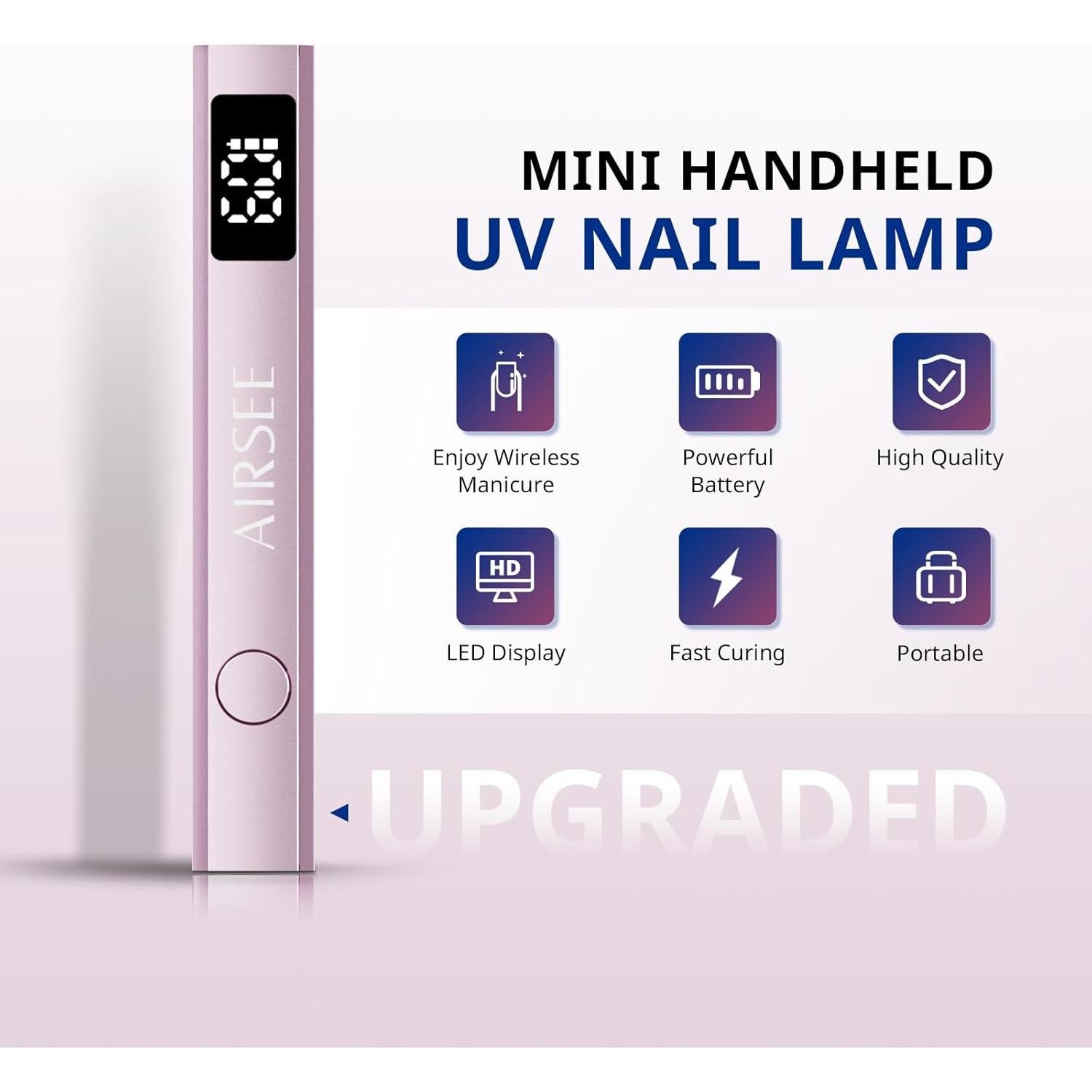 Lámpara de Uñas Inalámbrica AIRSEE JZ08 Rosa USB Recargable