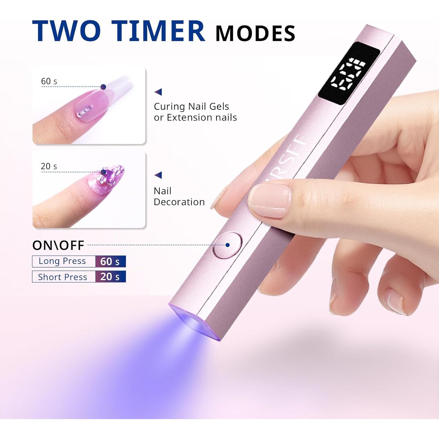 Lámpara de Uñas Inalámbrica AIRSEE JZ08 Rosa USB Recargable