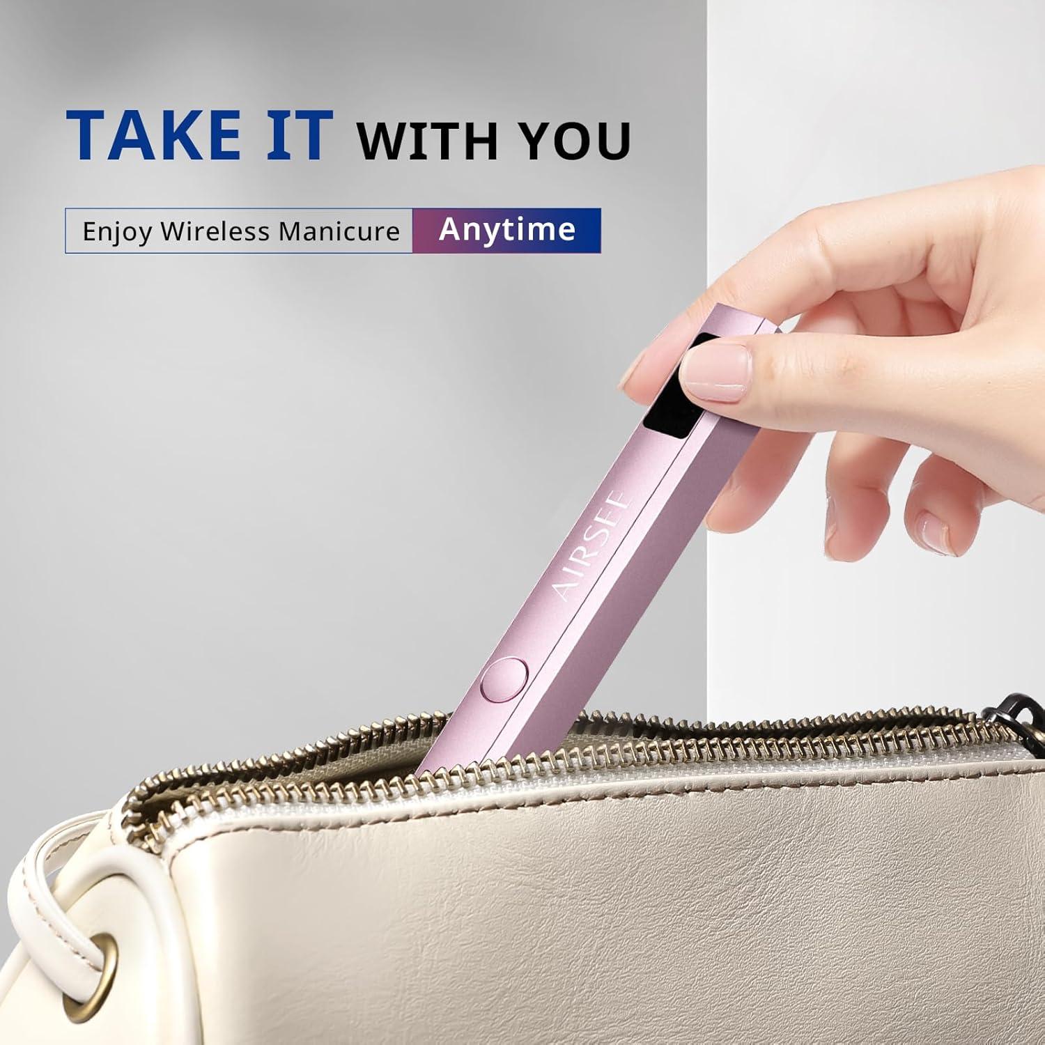 Lámpara de Uñas Inalámbrica AIRSEE JZ08 Rosa USB Recargable