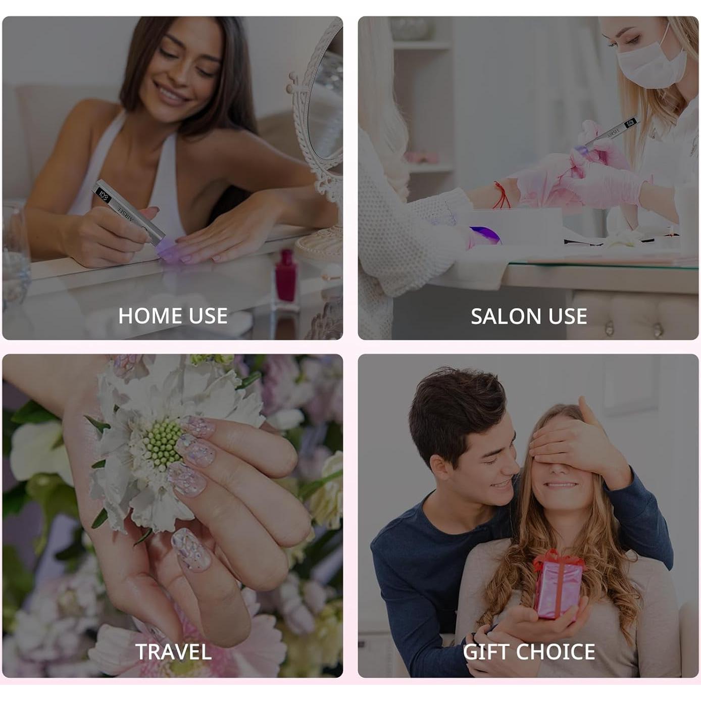 Lámpara de Uñas Inalámbrica AIRSEE JZ08 Rosa USB Recargable