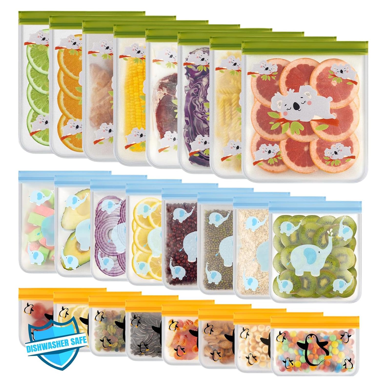 Bolsas de Almacenamiento Reutilizables Rluahxnby 24 Piezas Silicona