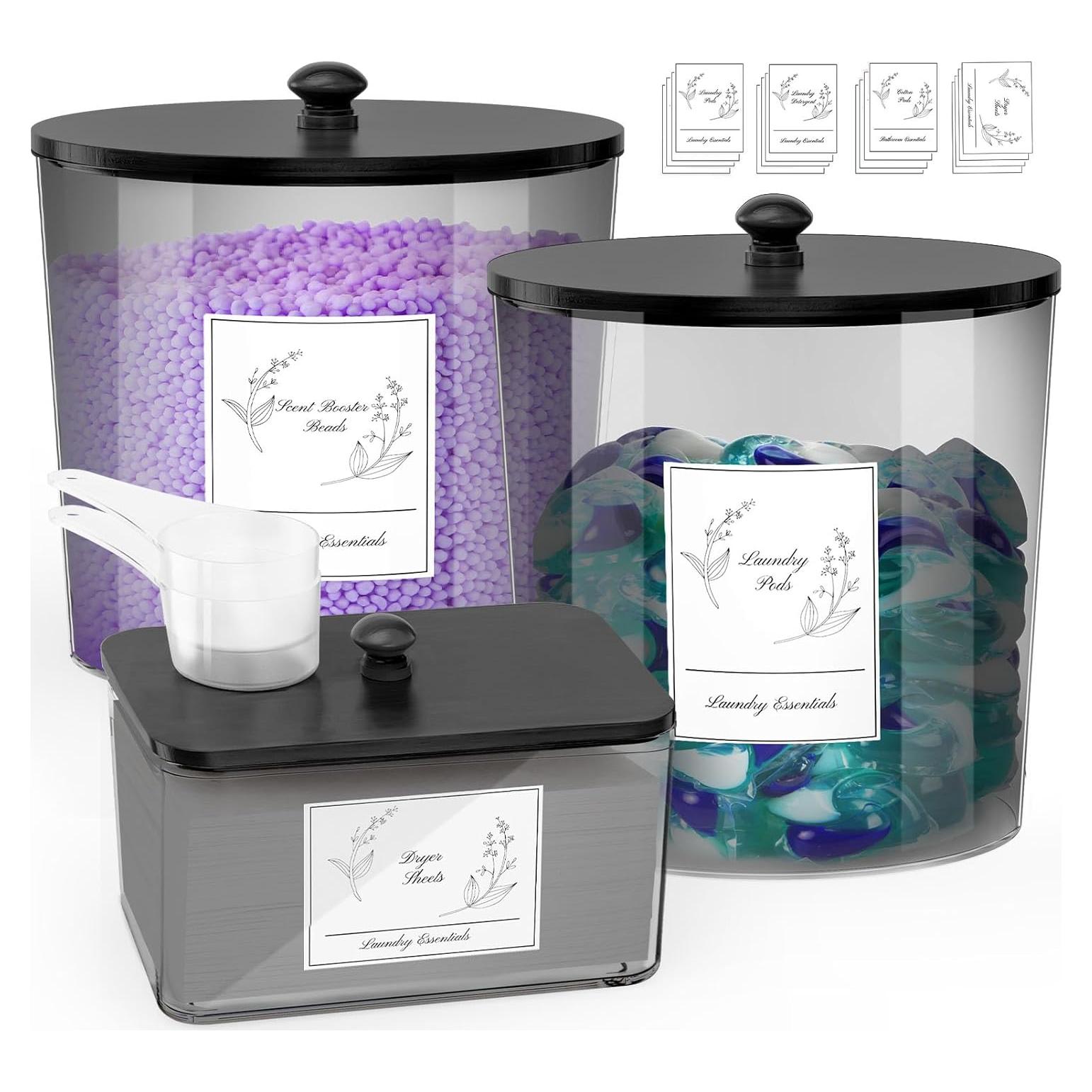 Juego de 3 Contenedores de Lavandería Bibo - Negro