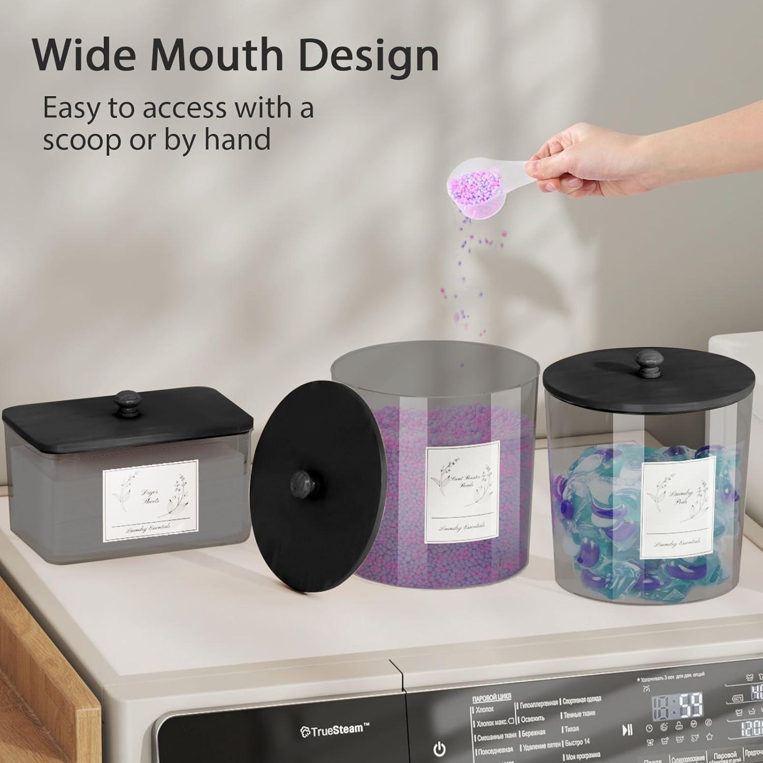 Juego de 3 Contenedores de Lavandería Bibo - Negro