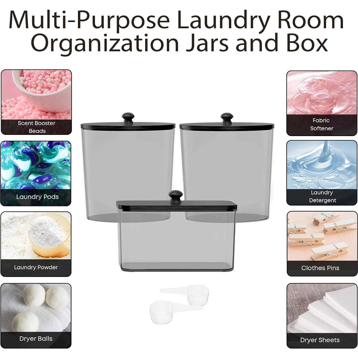 Juego de 3 Contenedores de Lavandería Bibo - Negro