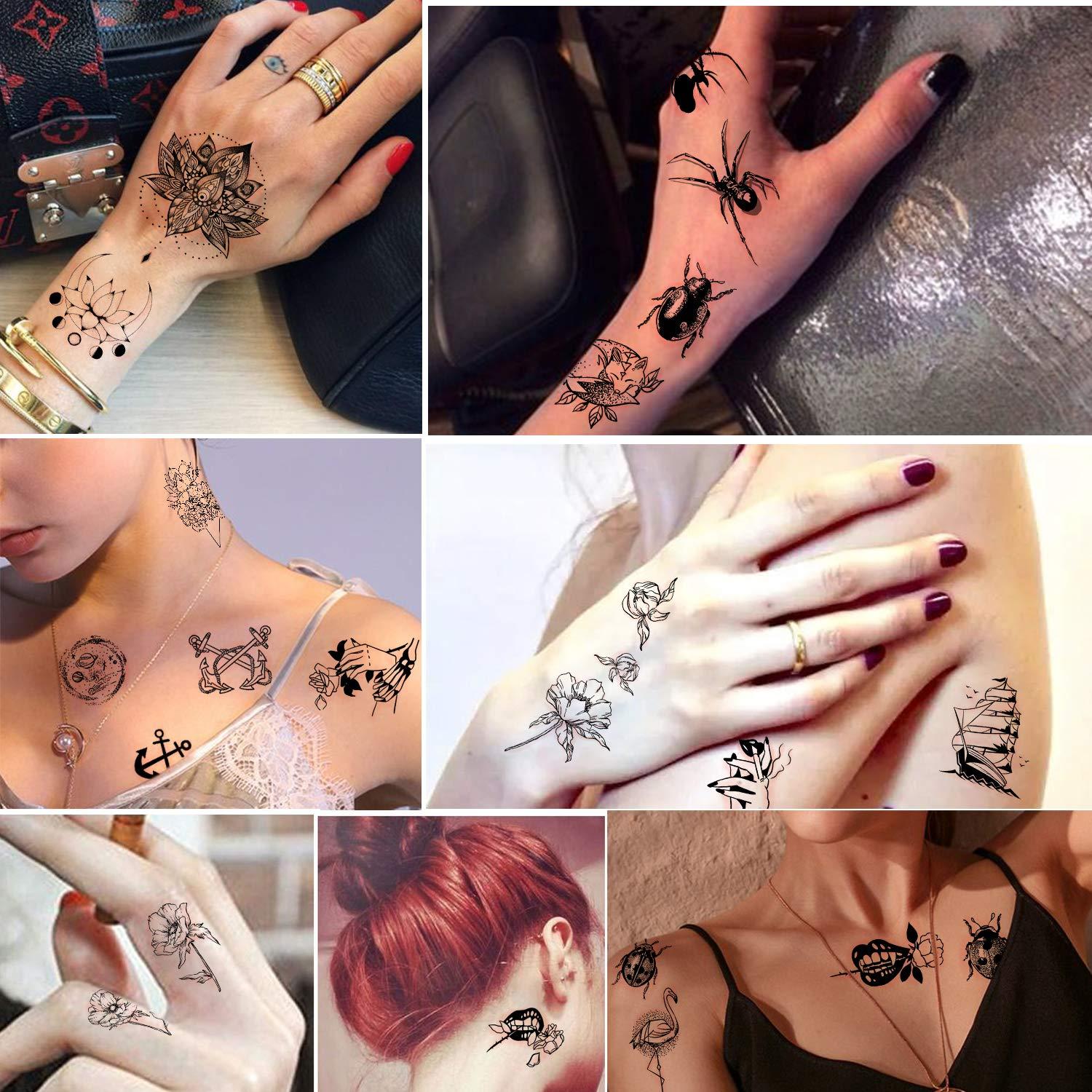 Tatuajes Temporales Impermeables Yazhiji - 60 Hojas con Diseños