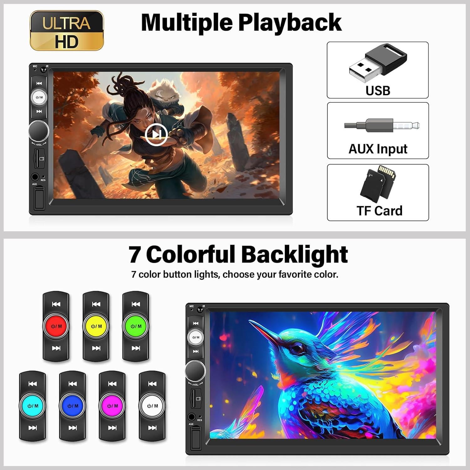 Radio de Coche Doble Din UNITOPSCI 7" CarPlay Android Auto