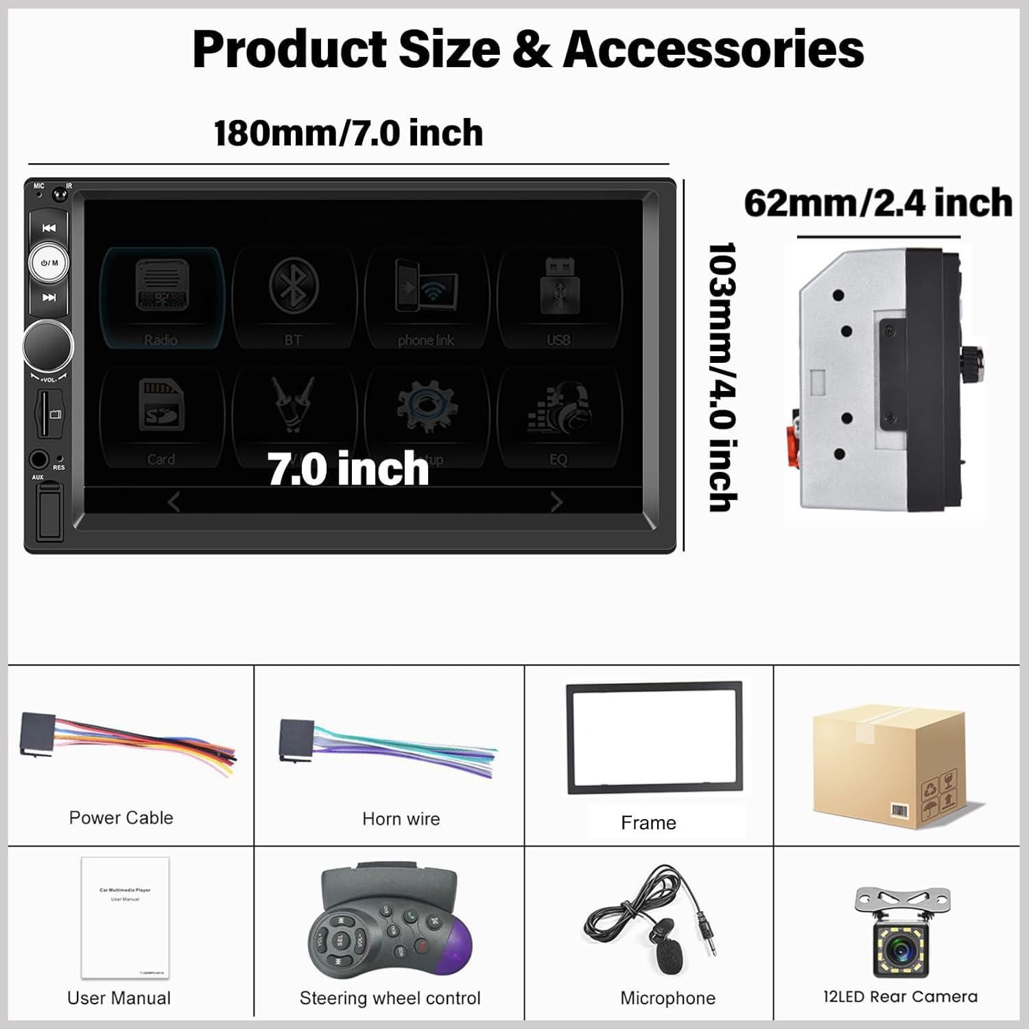 Radio de Coche Doble Din UNITOPSCI 7" CarPlay Android Auto