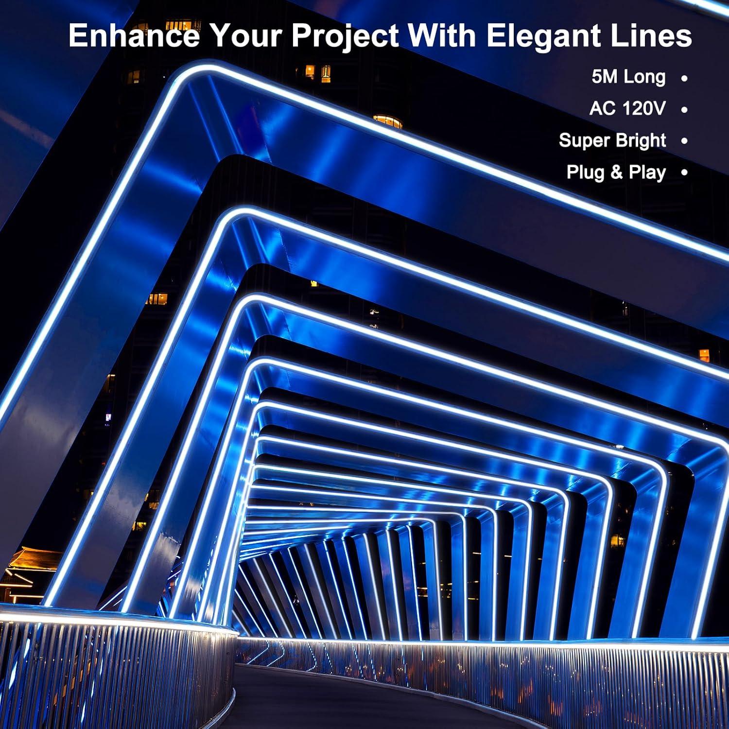 Tira de Luz LED Neón Brillihood 5M Azul Impermeable 120V