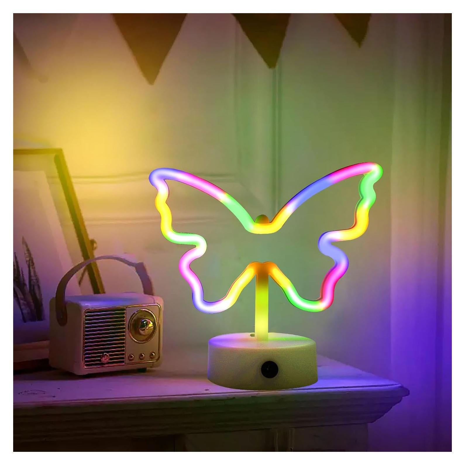 Luz de Neón Mariposa Multicolor Gpurplebud - Decoración 20cm