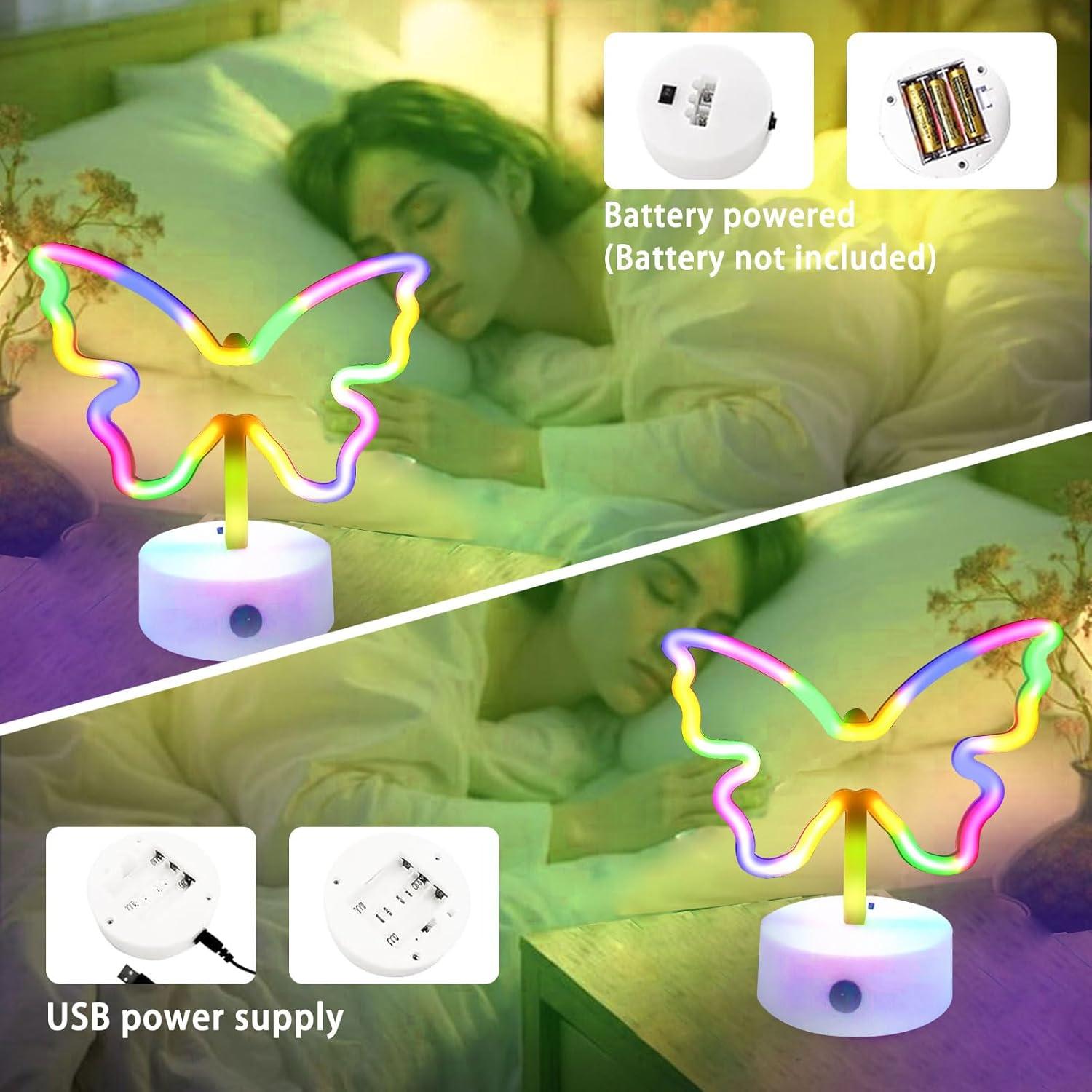 Luz de Neón Mariposa Multicolor Gpurplebud - Decoración 20cm