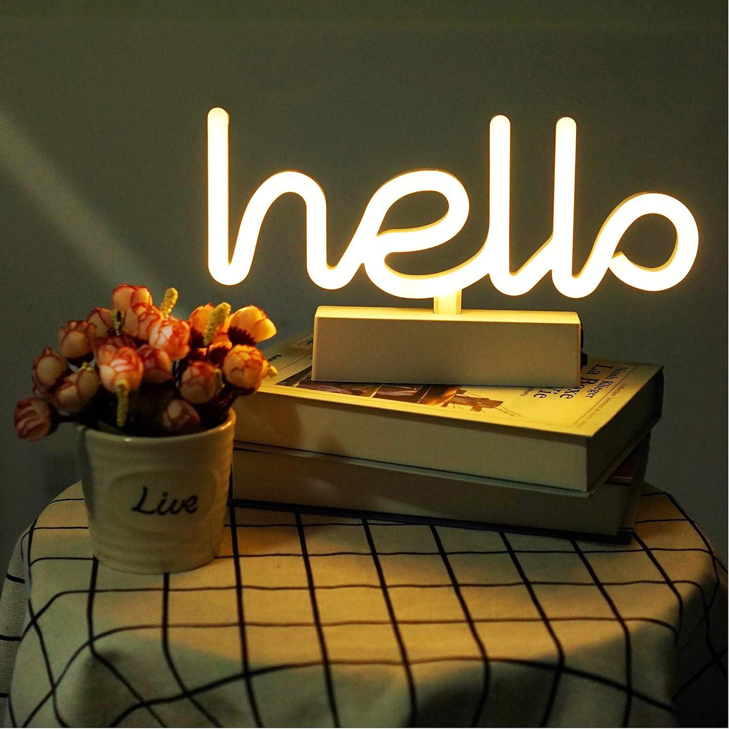 Luz Nocturna LED LoveNite en Forma de Hola - Blanco Cálido