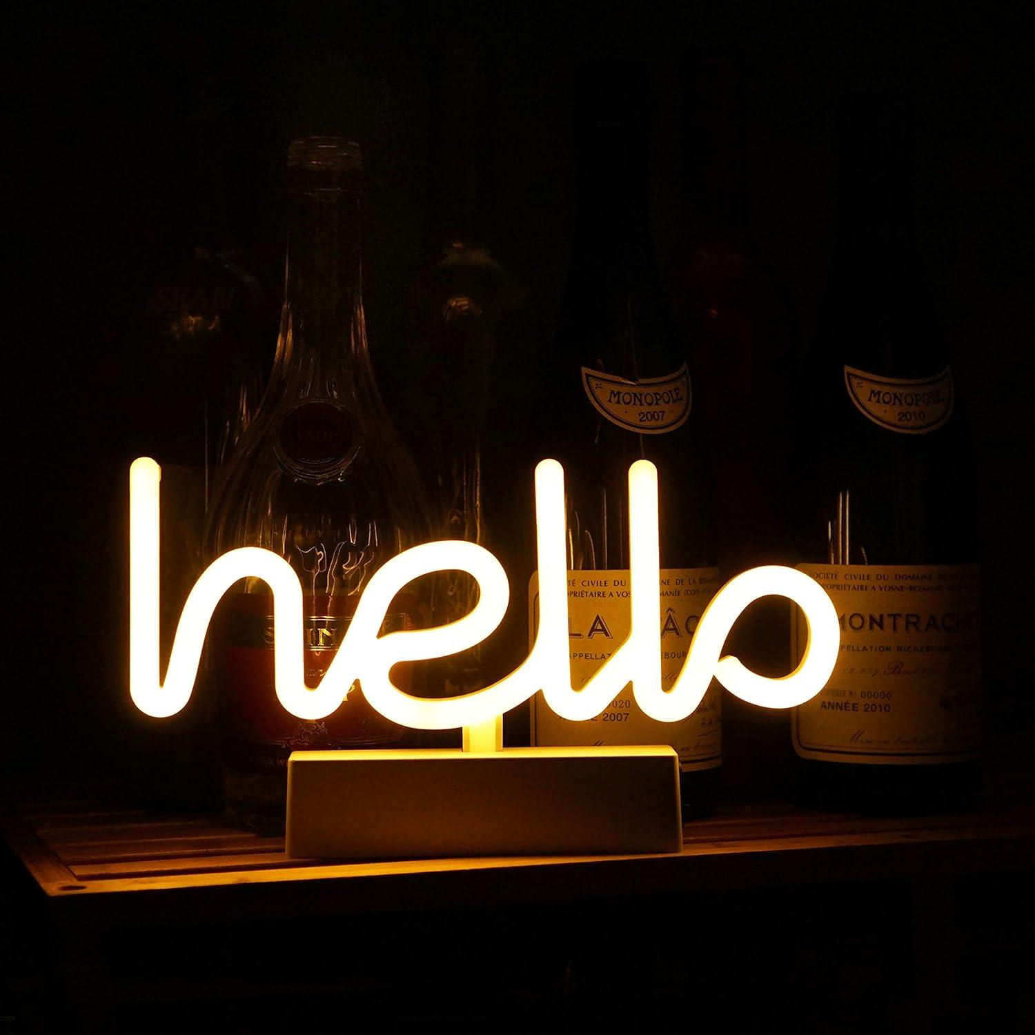 Luz Nocturna LED LoveNite en Forma de Hola - Blanco Cálido