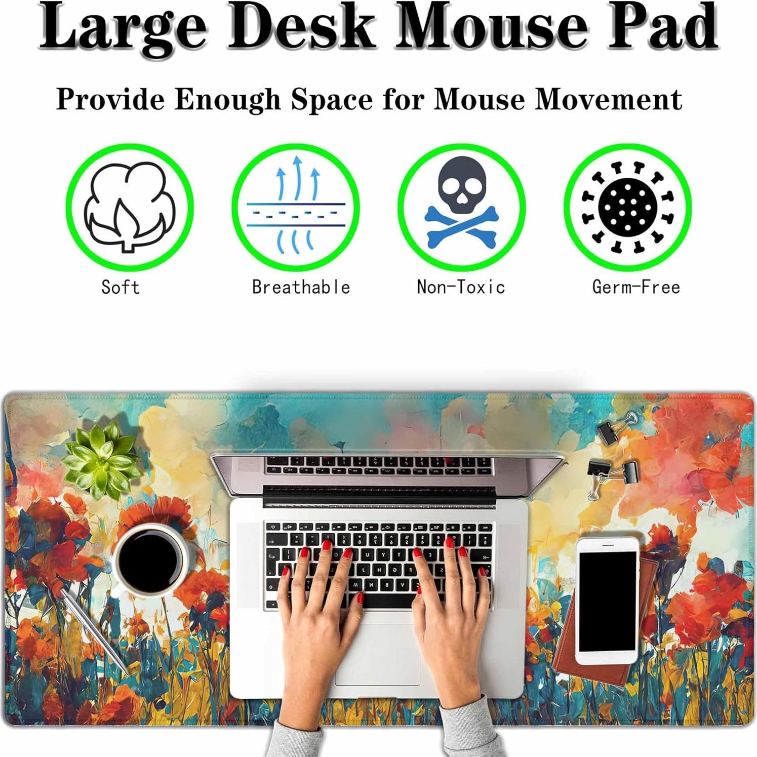 Alfombrilla de Ratón Grande Y YIHANGBEST Floral Abstracto 90x40cm