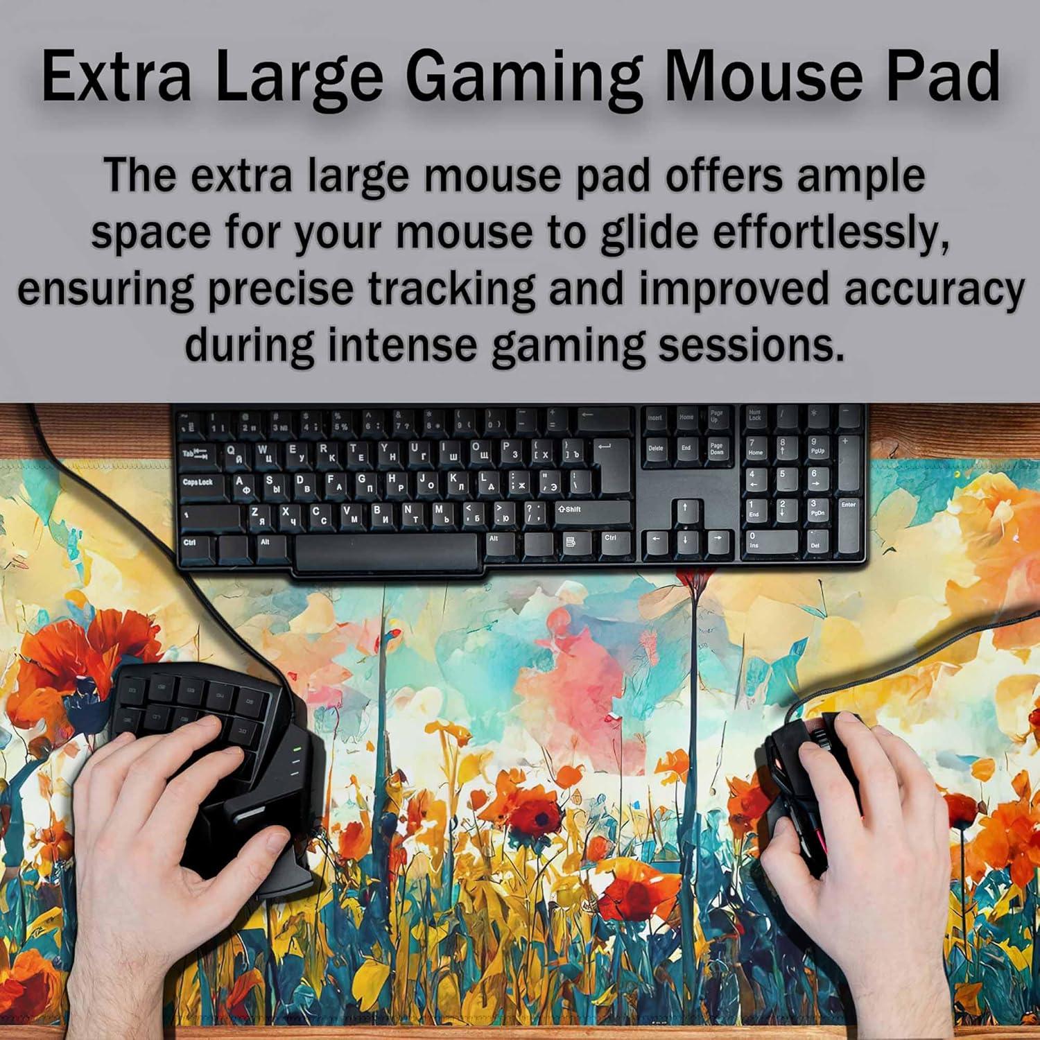 Alfombrilla de Ratón Grande Y YIHANGBEST Floral Abstracto 90x40cm