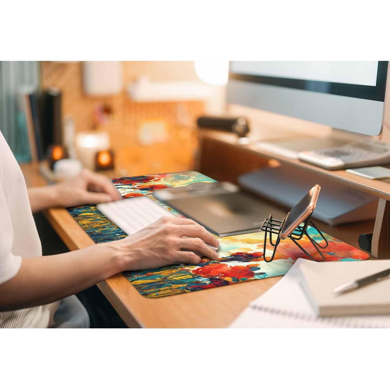 Alfombrilla de Ratón Grande Y YIHANGBEST Floral Abstracto 90x40cm