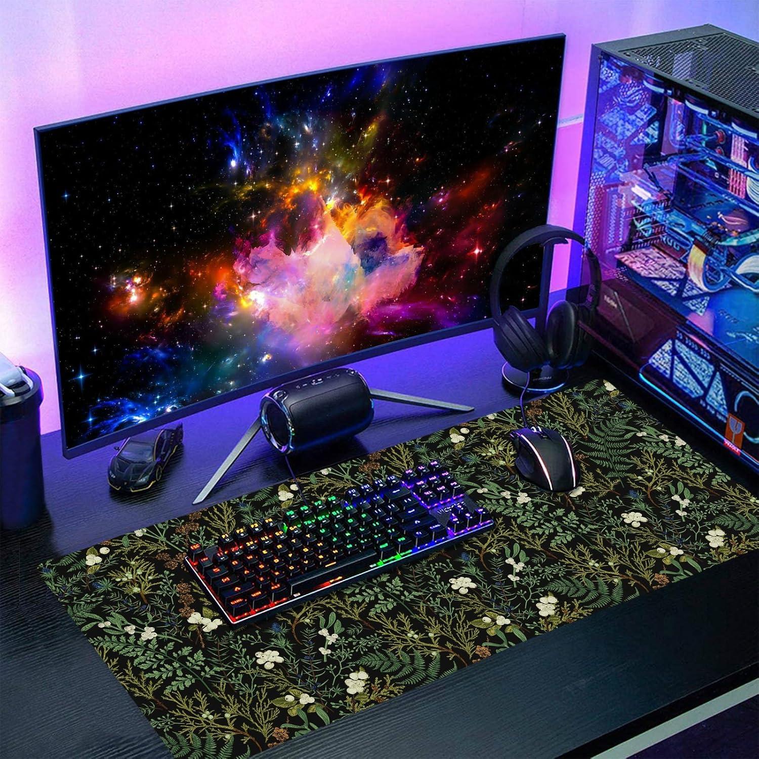 Alfombrilla de Ratón Aportt XXL Botánica Estética Negra 90x40cm