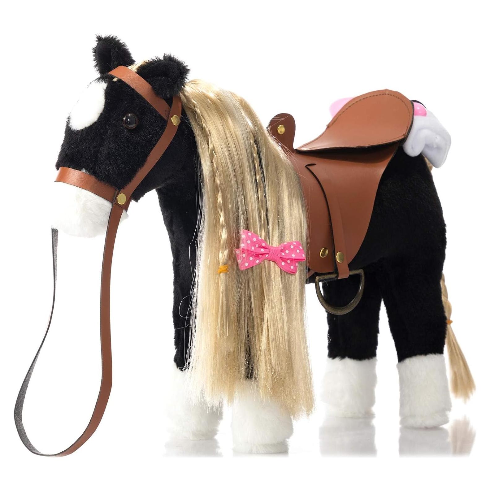 Caballo de Peluche HollyHOME Negro 27.94 cm con Accesorios