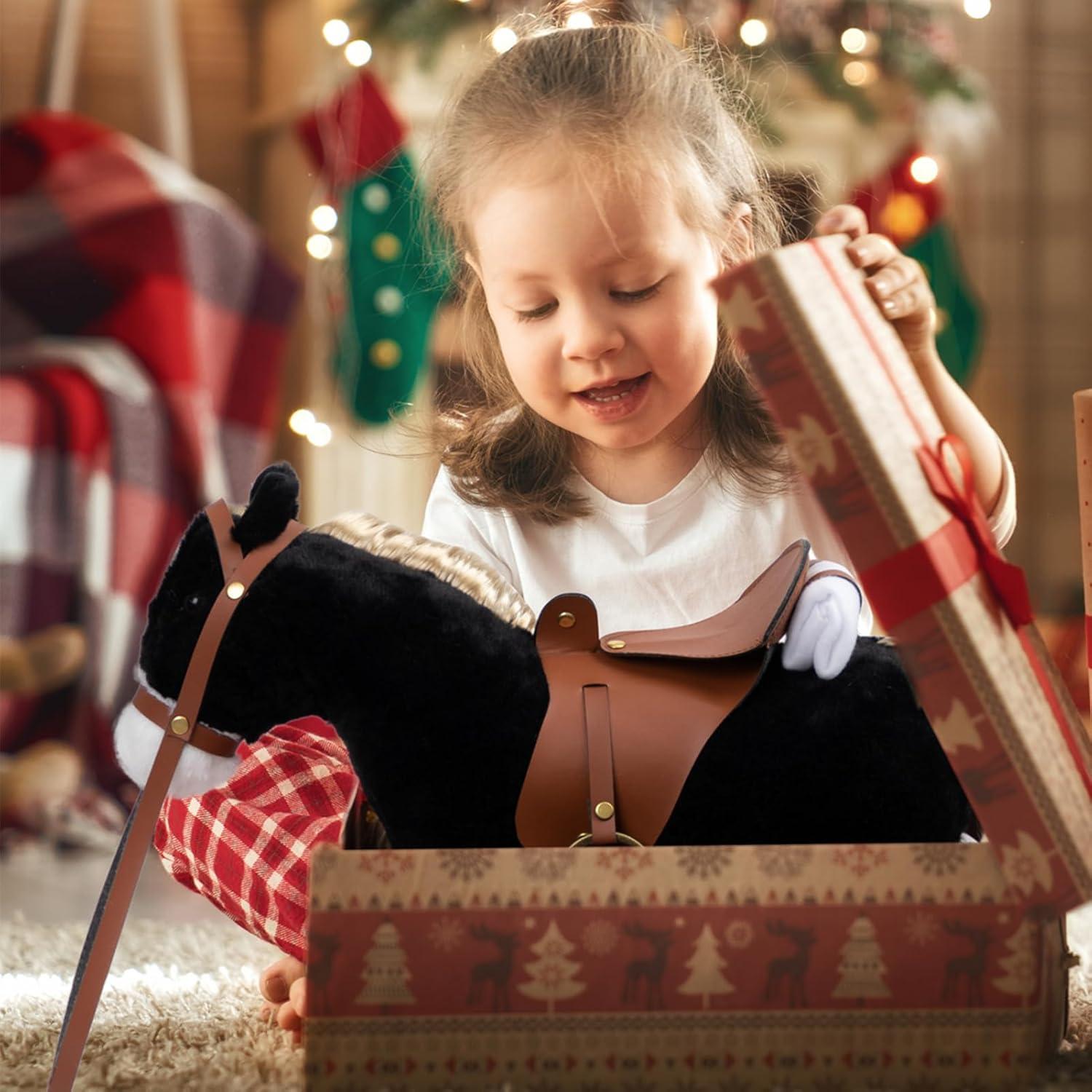 Caballo de Peluche HollyHOME Negro 27.94 cm con Accesorios