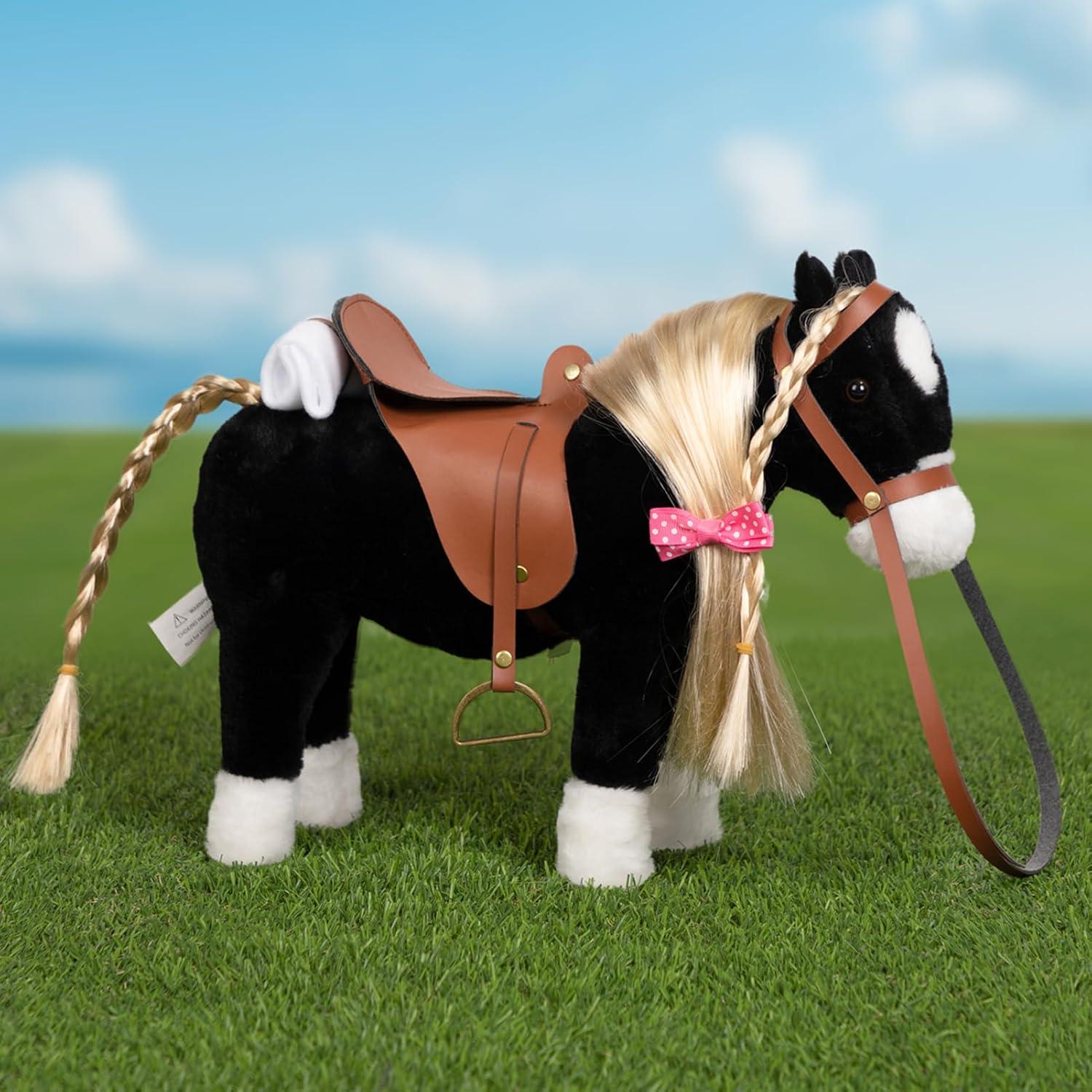 Caballo de Peluche HollyHOME Negro 27.94 cm con Accesorios