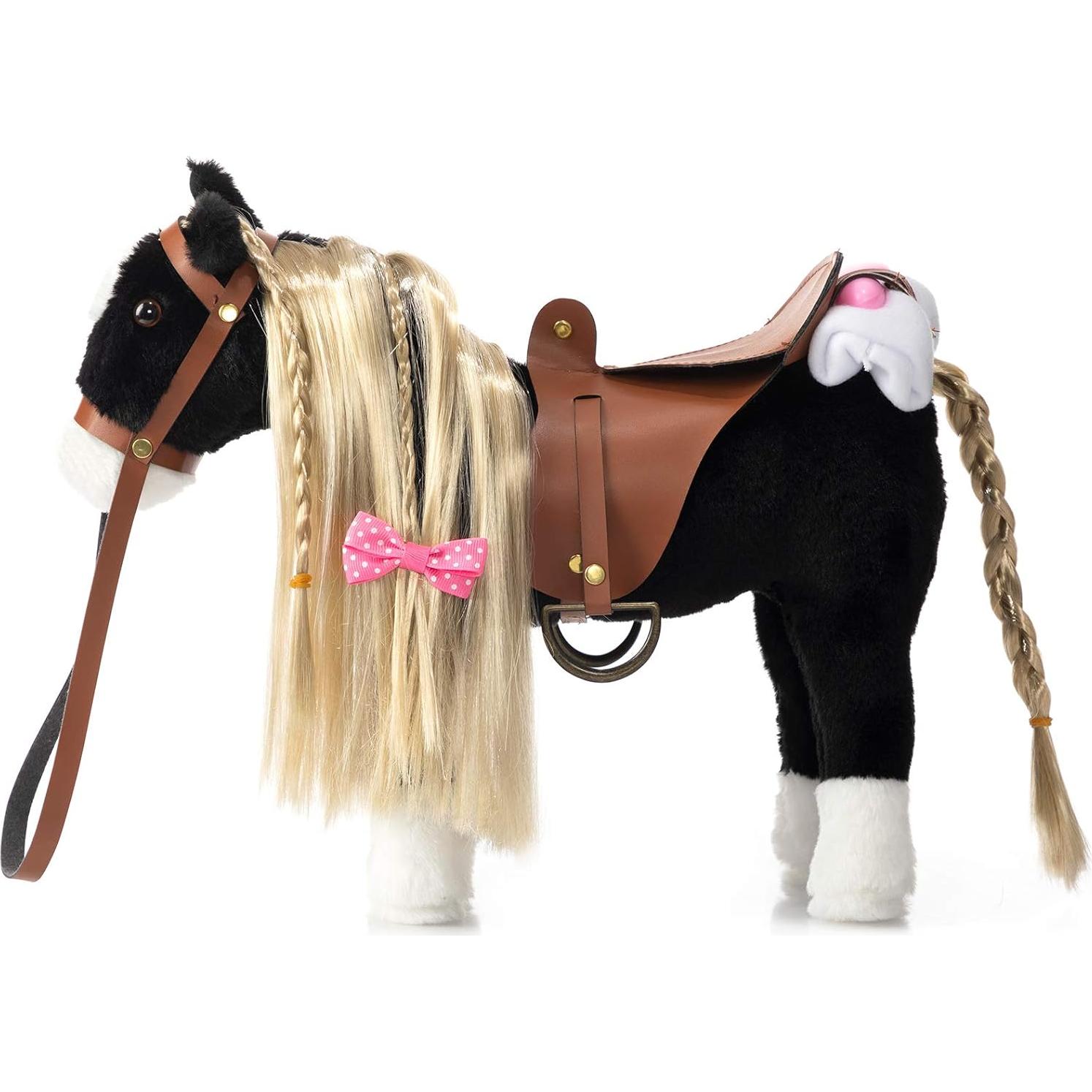 Caballo de Peluche HollyHOME Negro 27.94 cm con Accesorios