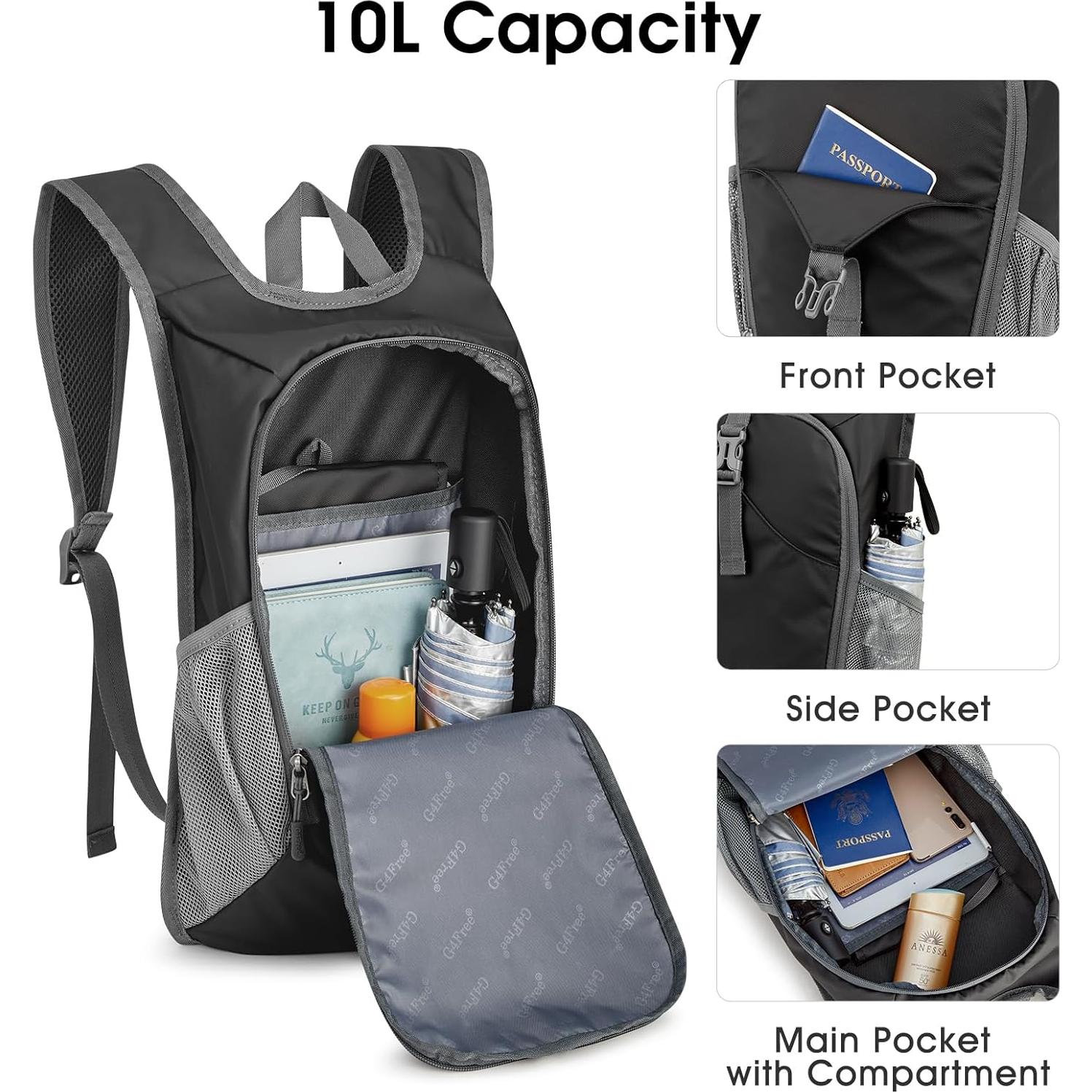 Mochila de Senderismo Plegable G4Free 10L Resistente al Agua