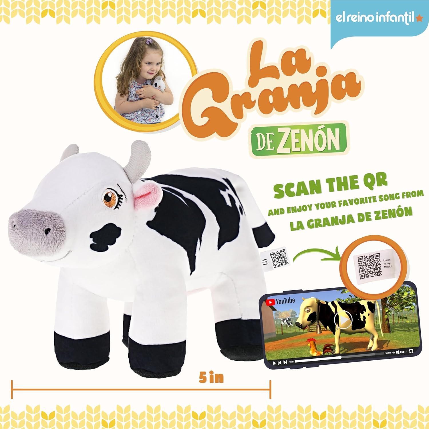 LA GRANJA DE Zenon Vaca Lola 5 in. | Stuffed Animal Soft and Huggable | El Reino Infantil