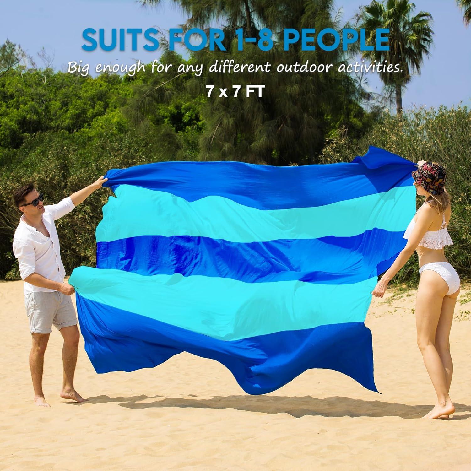 BYDOLL Manta de Playa Impermeable 2.13m x 2.13m para 1-5 Adultos