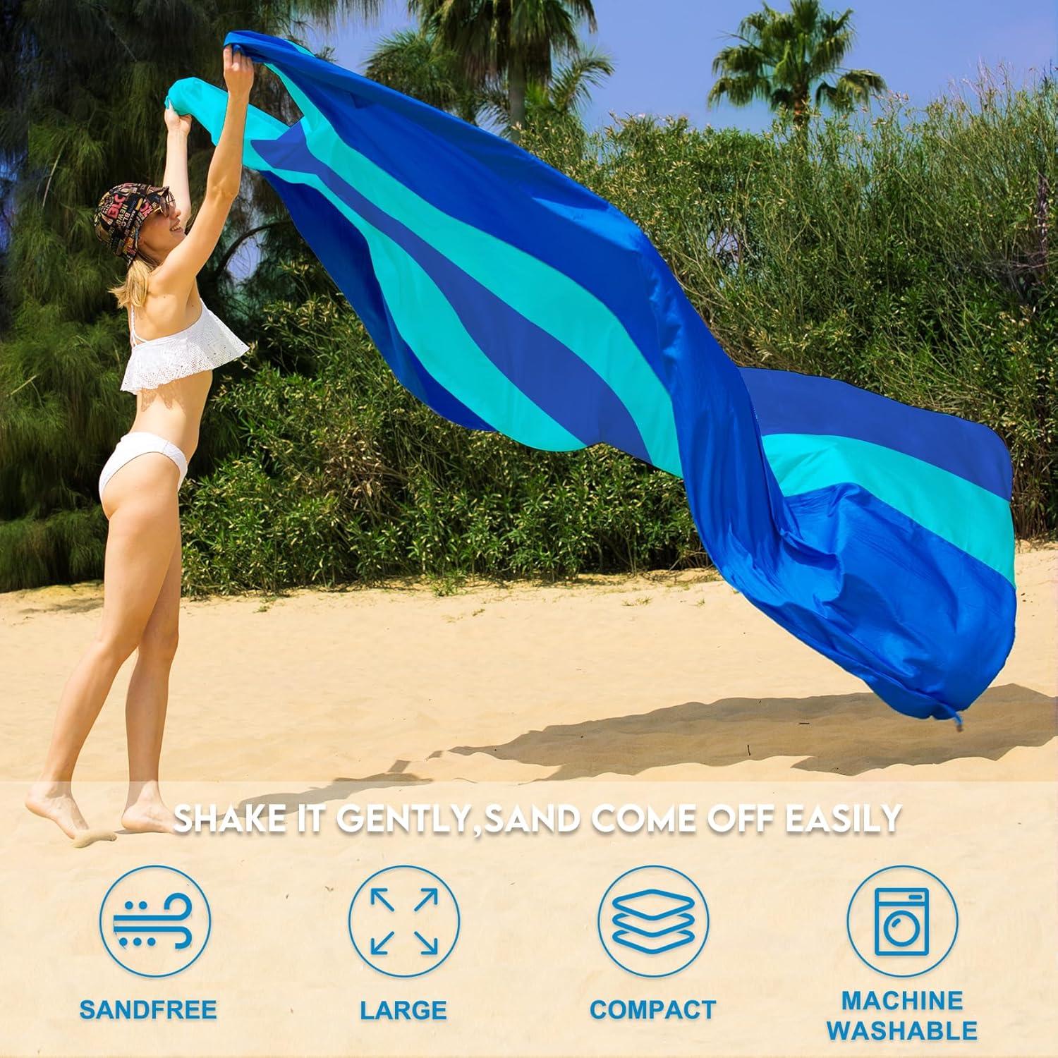 BYDOLL Manta de Playa Impermeable 2.13m x 2.13m para 1-5 Adultos