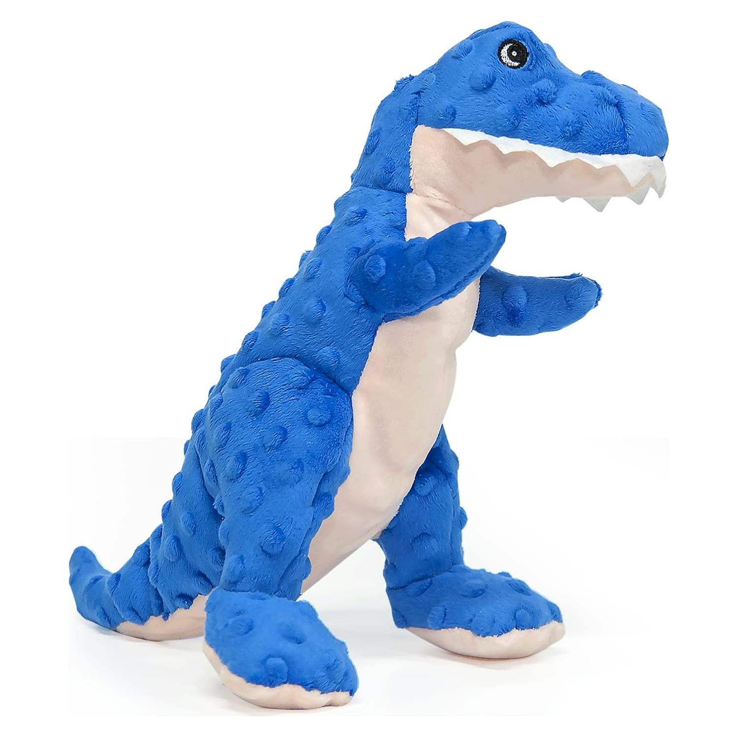 DODODOLA Juguete para Perros Dinosaurio Azul Squeaky 16.5cm