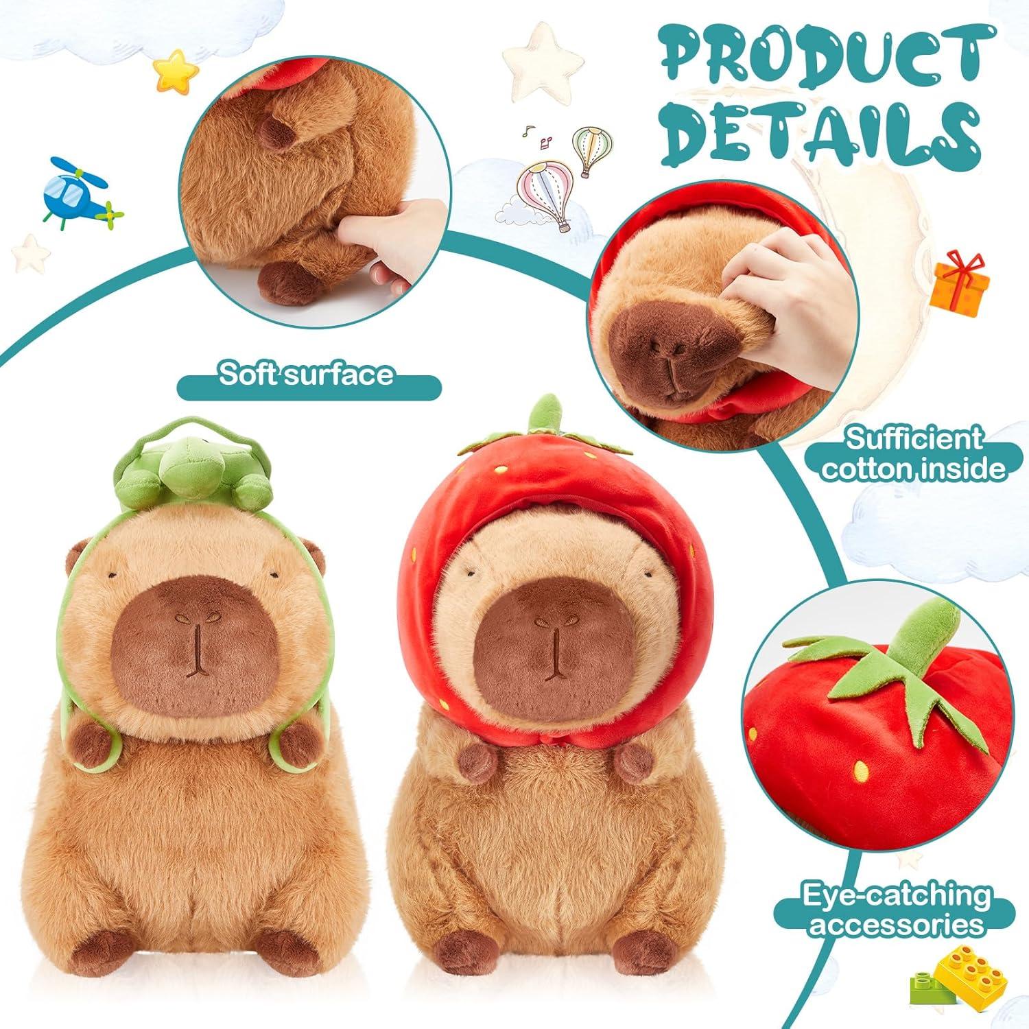 2 Pcs Peluches Capibara Simgoing 23 cm Suaves y Adorables