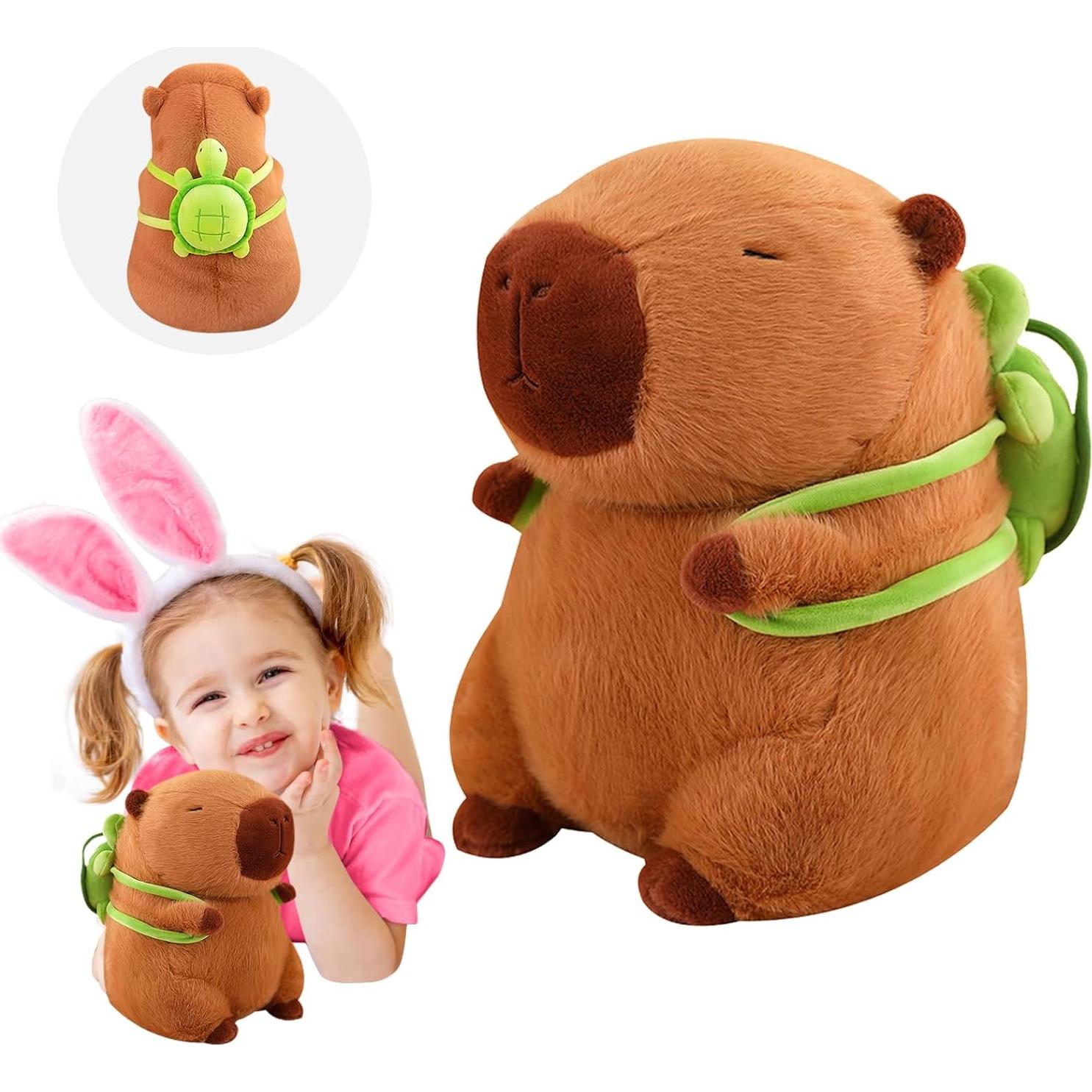 Emoin Peluche Capybara 23 cm con Mochila Tortuga Suave