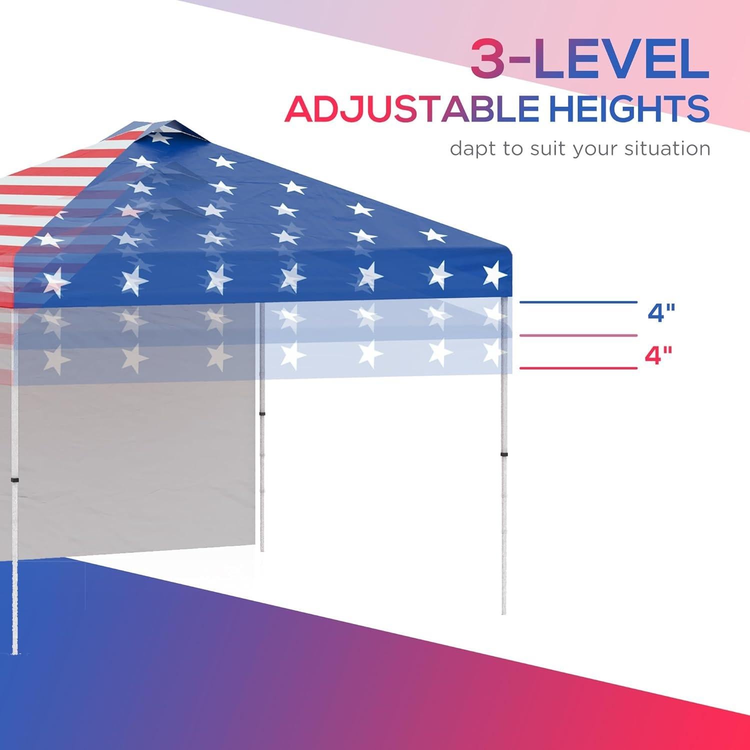 Carpa Plegable Outsunny 3x3m con Pared Lateral Removible