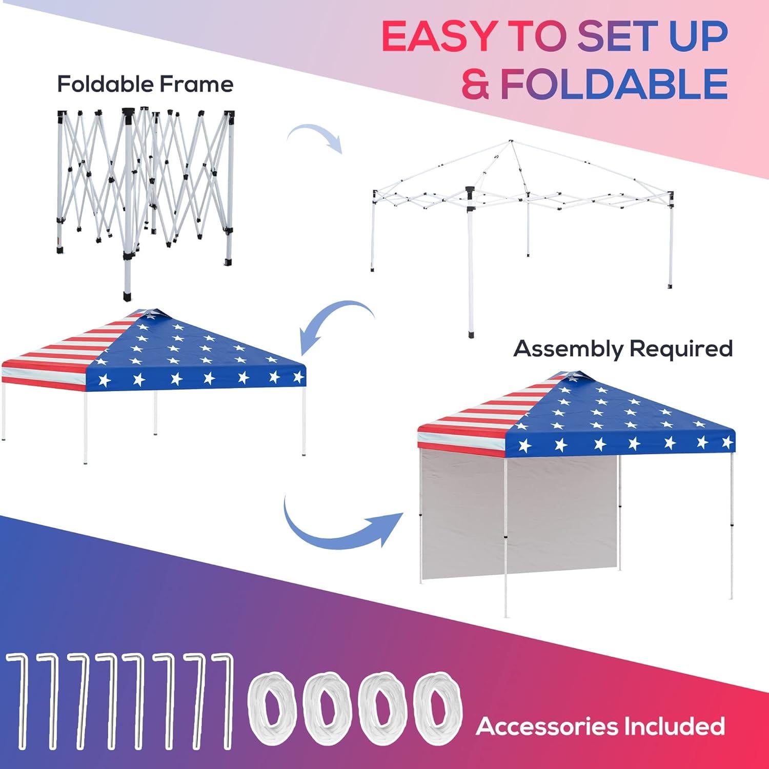 Carpa Plegable Outsunny 3x3m con Pared Lateral Removible