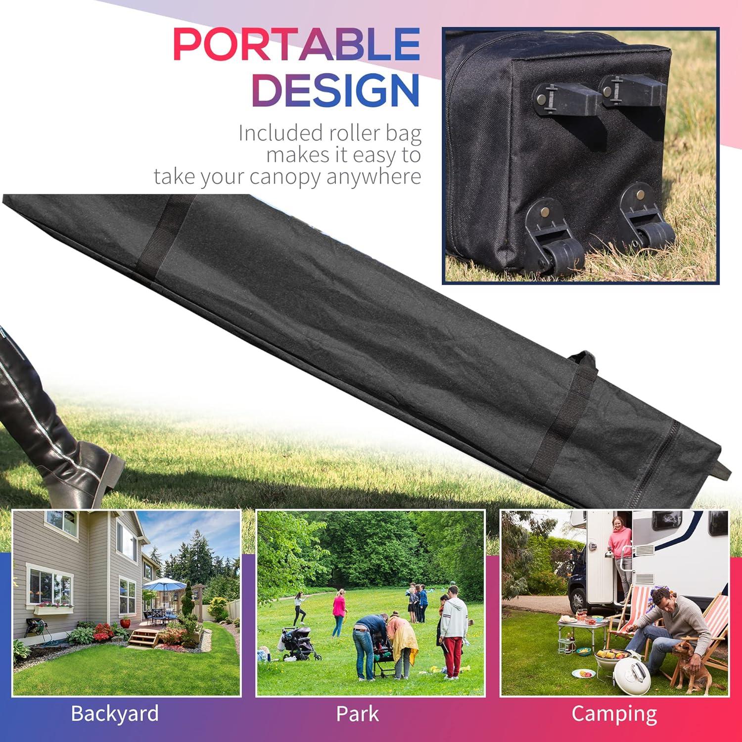 Carpa Plegable Outsunny 3x3m con Pared Lateral Removible