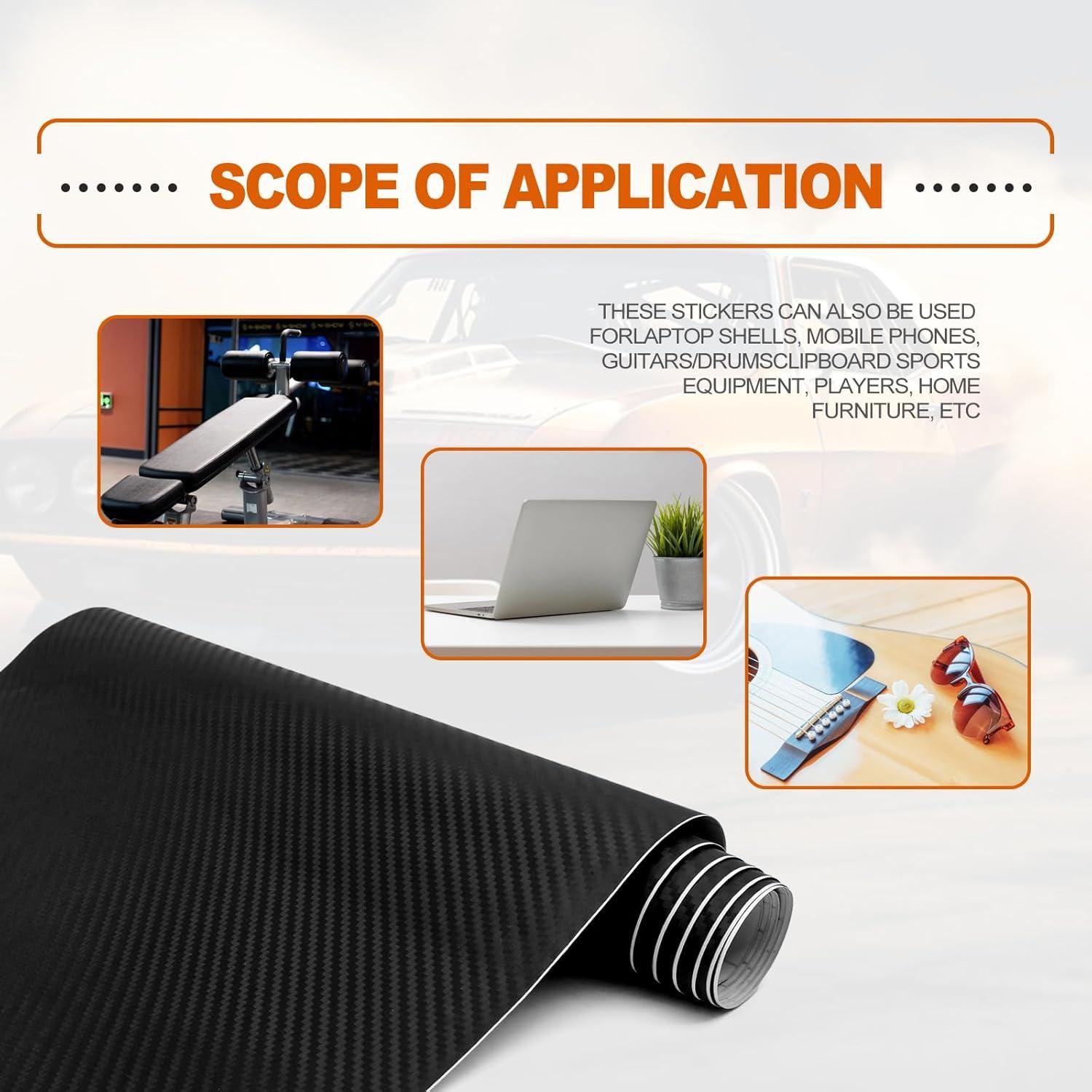 Envoltura de Vinilo Fibra de Carbono 3D Mate RBOKO 30x152 cm