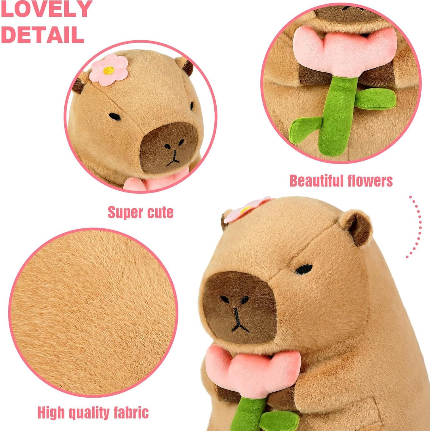 Almohada de Peluche Capibara Ditucu 34.8 cm Flor Marrón