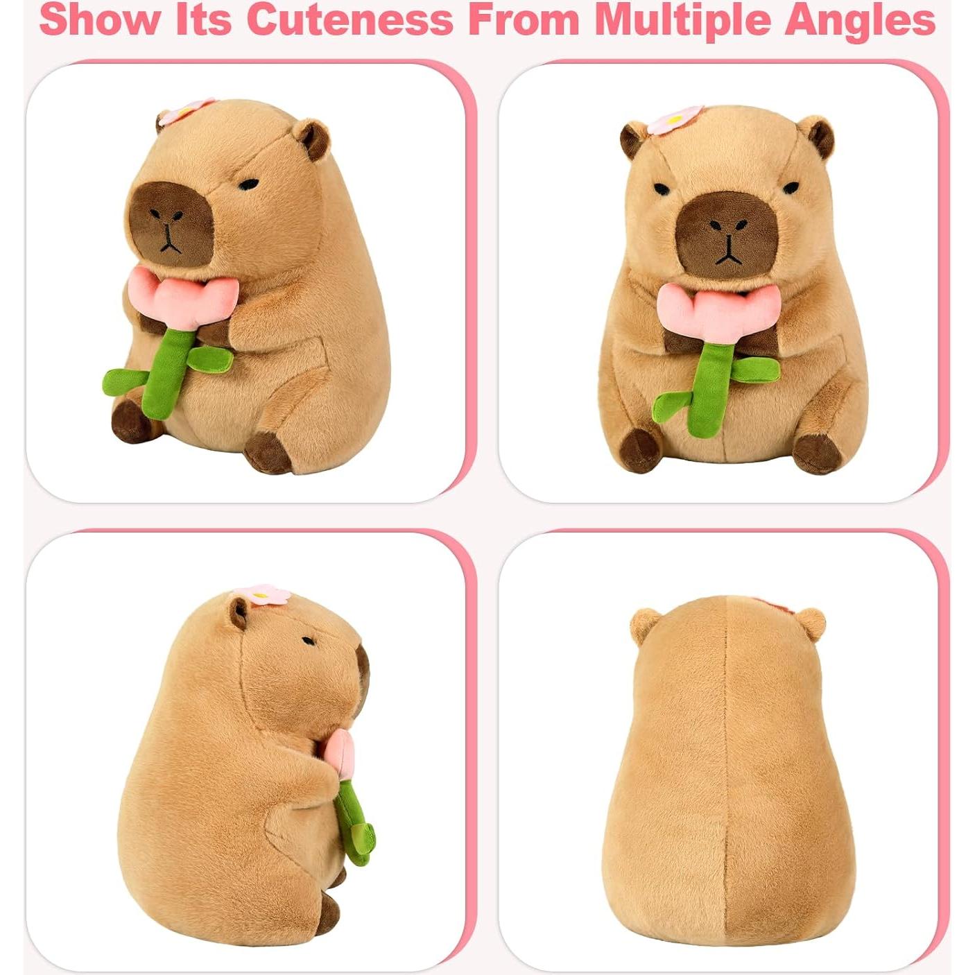 Almohada de Peluche Capibara Ditucu 34.8 cm Flor Marrón