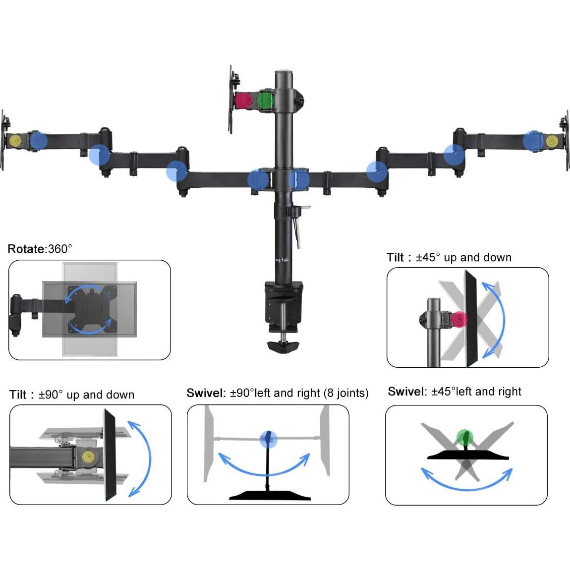 Soporte de Escritorio para Triple Monitor Suptek MD6463 Ajustable