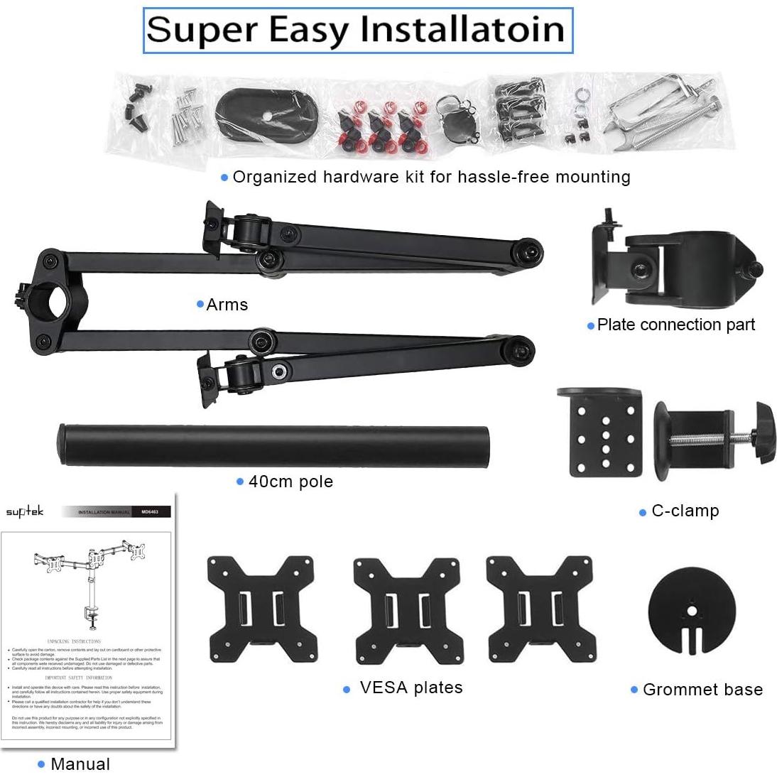 Soporte de Escritorio para Triple Monitor Suptek MD6463 Ajustable