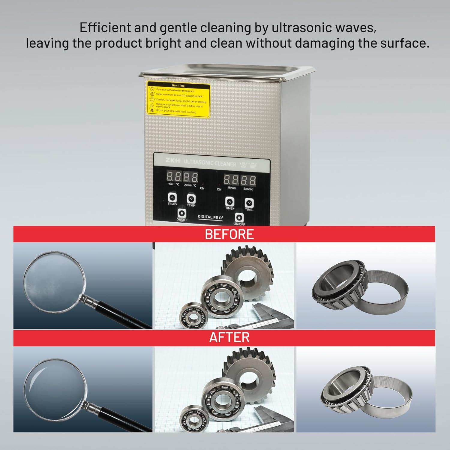 Limpiador Ultrasónico ZKH 2L con Temporizador y Calentador