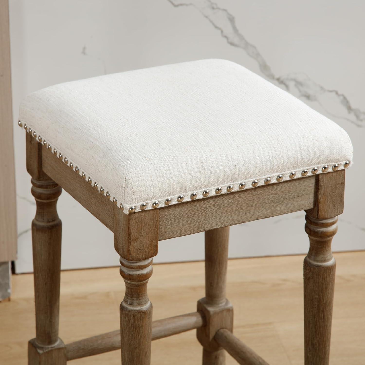 Taburetes de cocina LZAREAL rústicos sin respaldo juego de 2