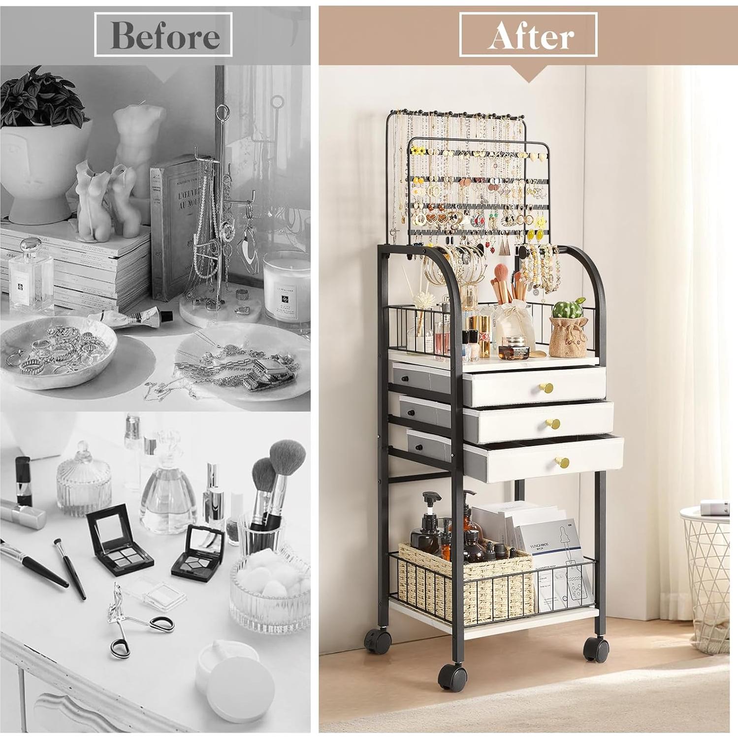 Organizador de Joyería Grande Keebofly Negro con 3 Cajones