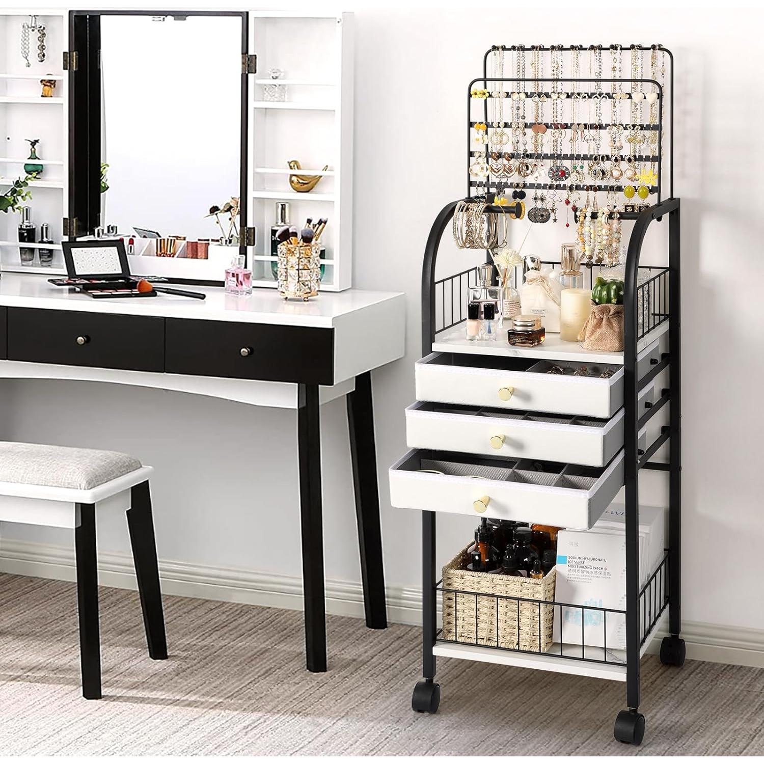 Organizador de Joyería Grande Keebofly Negro con 3 Cajones