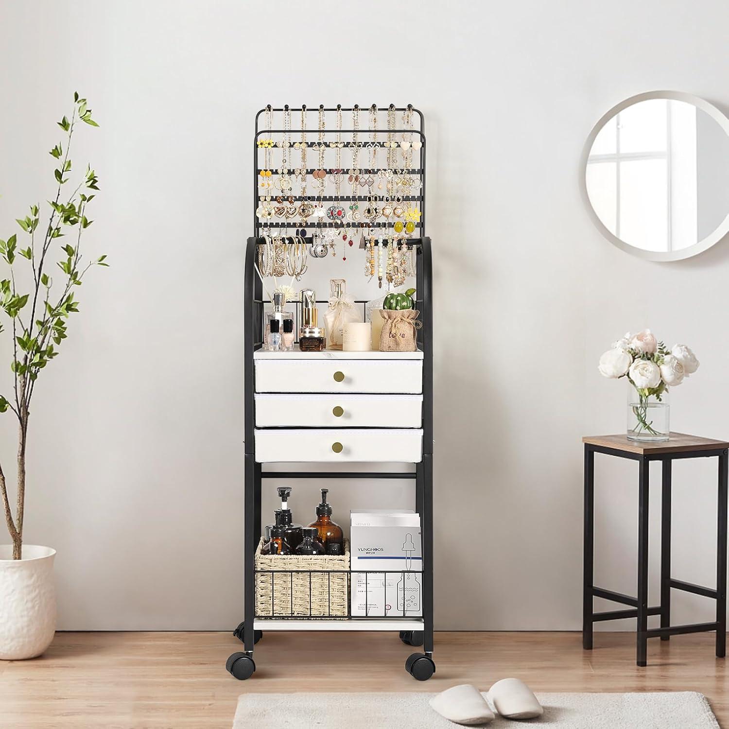 Organizador de Joyería Grande Keebofly Negro con 3 Cajones