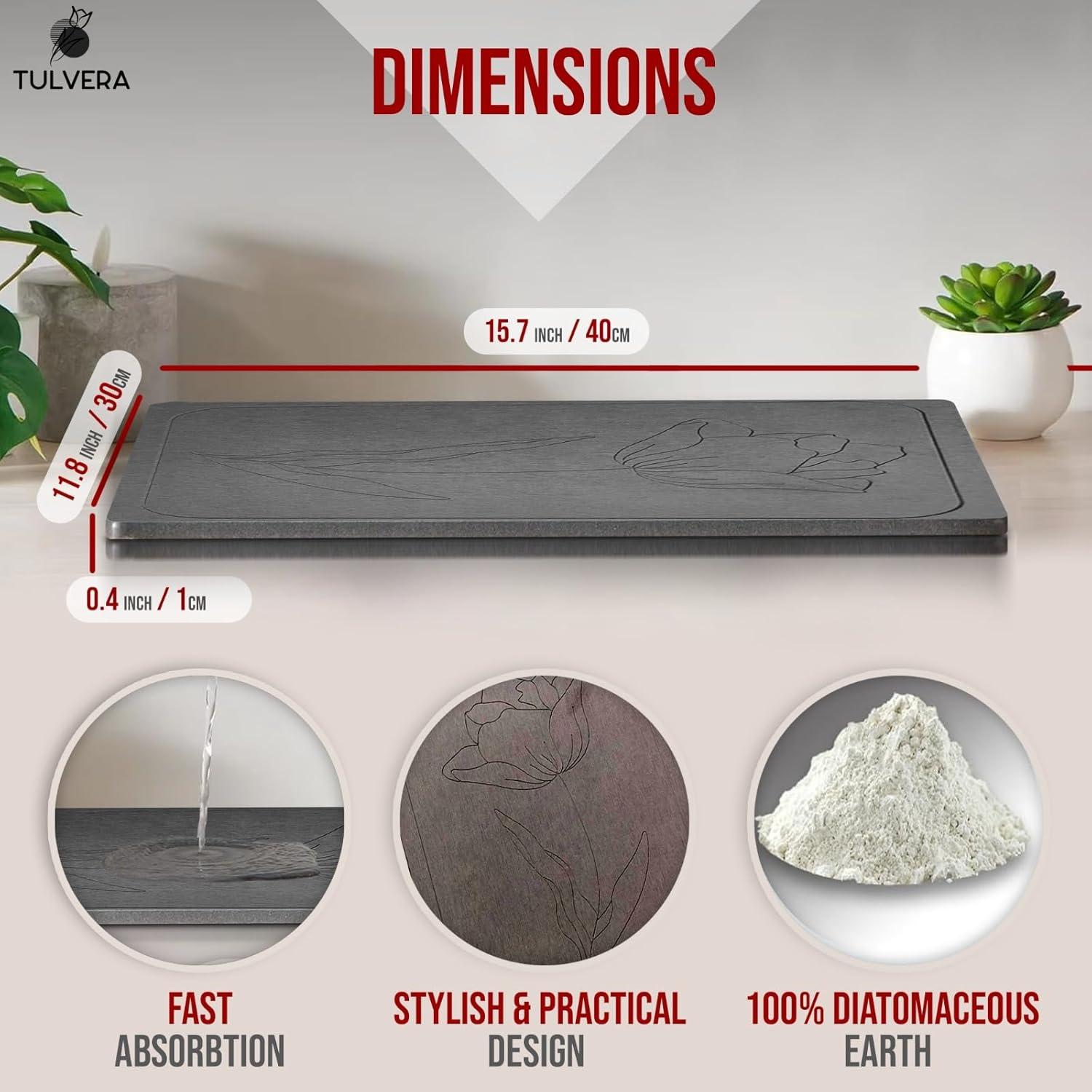 Alfombrilla de Secado de Piedra Diatomácea Tulvera 40x30cm