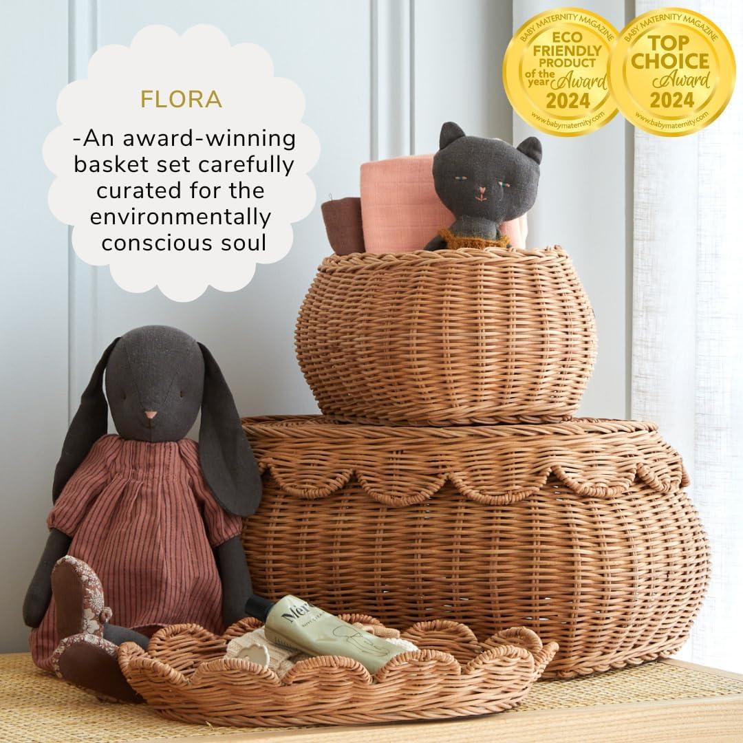 Cesta de Almacenamiento Ondulada BEBE BASK Flora Mocca 2 Piezas