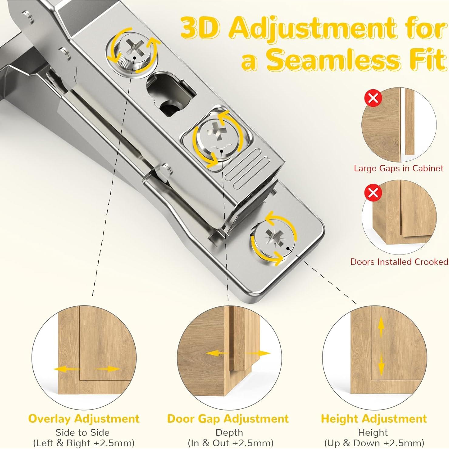 Paquete de 2 bisagras empotradas Onemake 110° con cierre suave